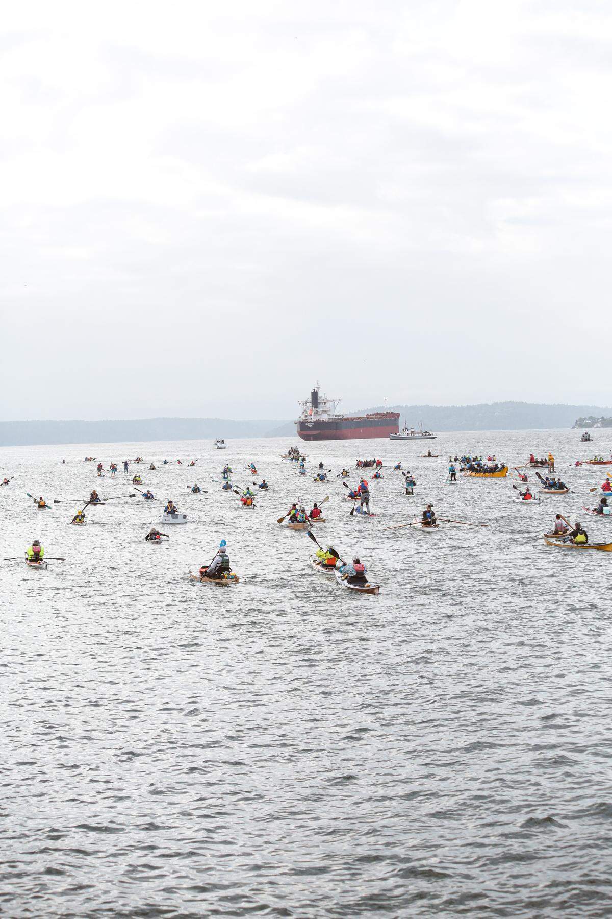 “And they're off!” A myriad of human-powered craft crowds Commencement Bay on their way to Port Townsend in the eighth annual Seventy48 race.