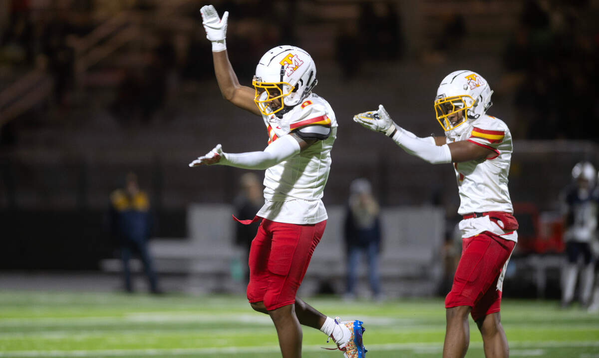 Mount Tahoma defenders celebrates a safety during a state football playoff game against the Decatur Golden Gators at Federal Way Memorial Stadium in Federal Way, Washington, on Nov. 15, 2024. Mount Tahoma won the game, 23-21.