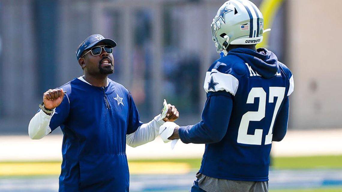Dallas Cowboys defensive passing game coordinator and secondary coach Joe Whitt Jr. (left) has worked in his latest two NFL jobs for former Seahawks defensive coordinator Dan Quinn. That includes this season on Quinn’s defense in Dallas.