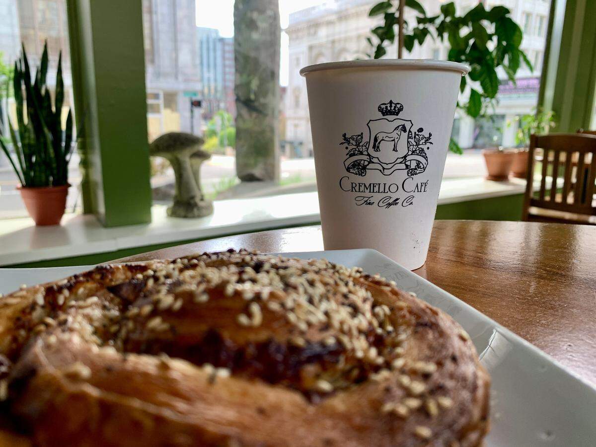 Located in the historic Bostwick building on Antique Row in downtown Tacoma, Cremello Cafe serves a full coffee menu with pastries, sandwiches and homemade tiramisu.