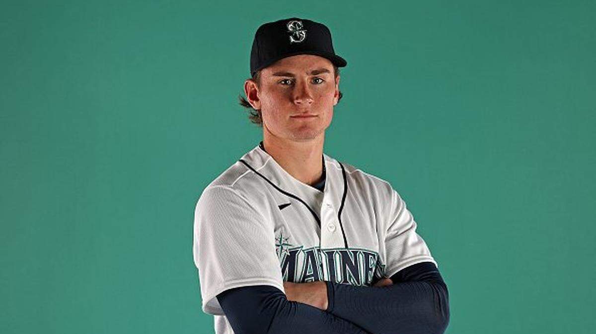 PEORIA, ARIZONA - FEBRUARY 19: Colt Emerson #85 of the Seattle Mariners poses for a portrait at Peoria Sports Complex on February 19, 2026 in Peoria, Arizona. (Photo by Stacy Revere/Getty Images)