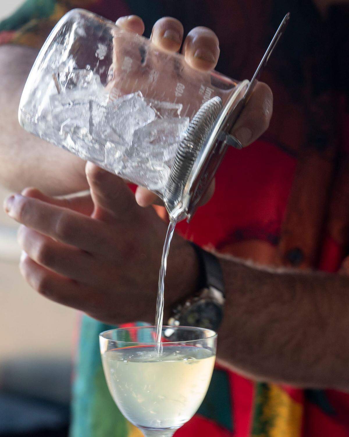 Zach Newman leads the cocktail program at Copper & Salt. One of the most popular drinks, to his surprise, is the Milk & Honey, a balanced clarified milk punch.