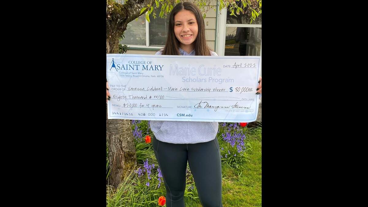Vanessa Caldwell is a Puyallup High School senior about to earn her high school diploma in June. She is the only PHS student to receive an $80,000 Marie Curie scholarship so far.