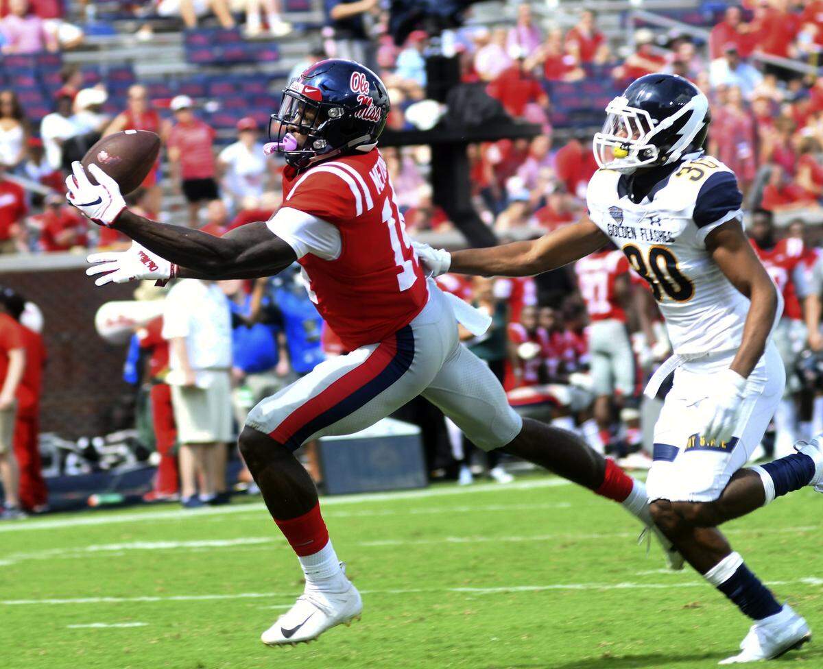 The Seahawks traded up with New England to the bottom of the second round and selected hulking Mississippi wide receiver D.K. Metcalf (14). The 6-foot-3 1/2, 229-pound Metcalf is an internet sensation for his hulking, freakish physique and size that can overwhelm defensive backs.