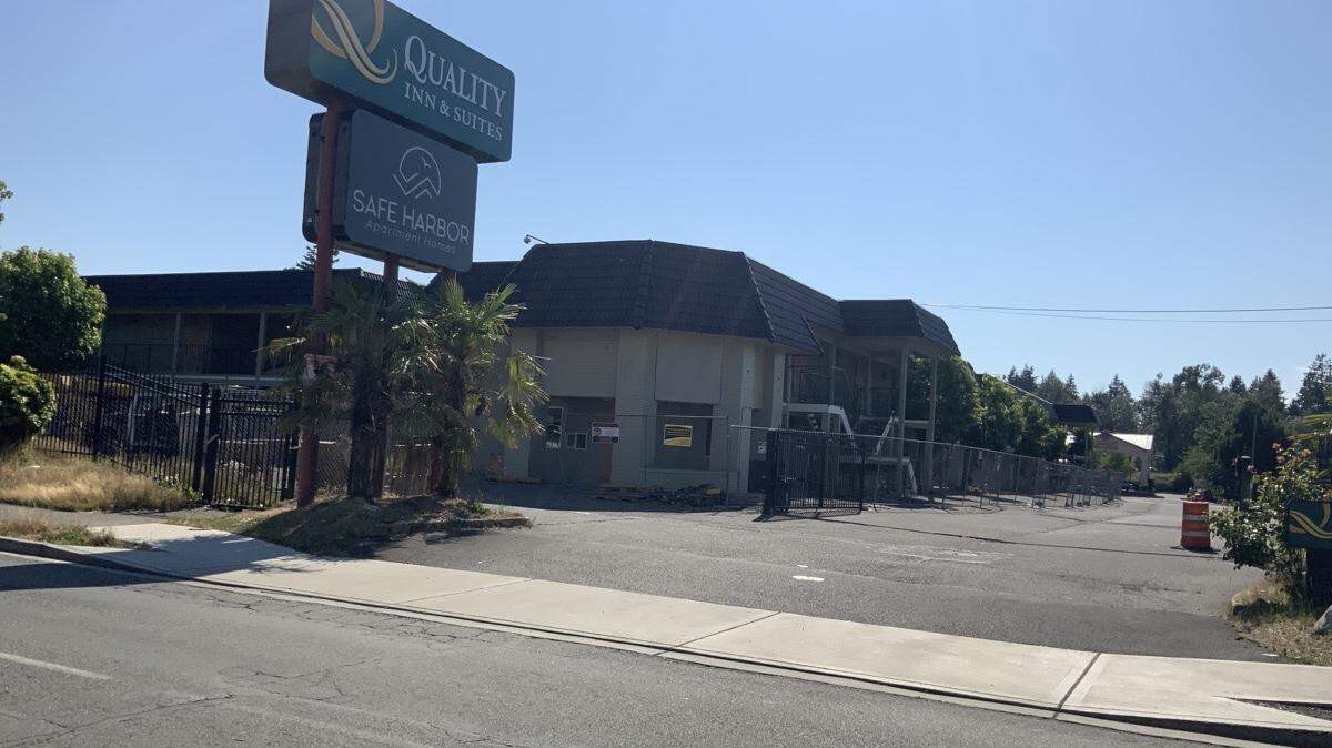 The former Econo Lodge, now Safe Harbor Apartments, 8820 S. Hosmer St., seen here early in its transformation.