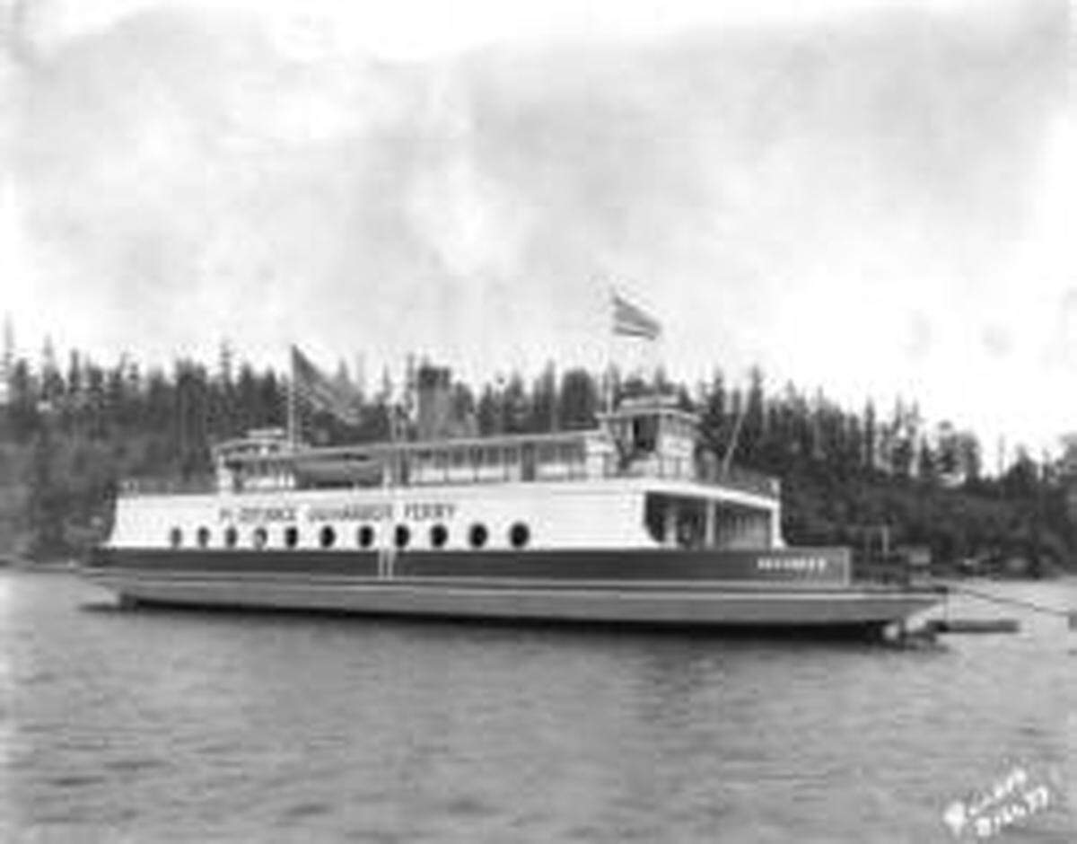 The ferry Defiance was built by the Skansie Shipbuilding Co. and started on her Gig Harbor run on April 3, 1927.