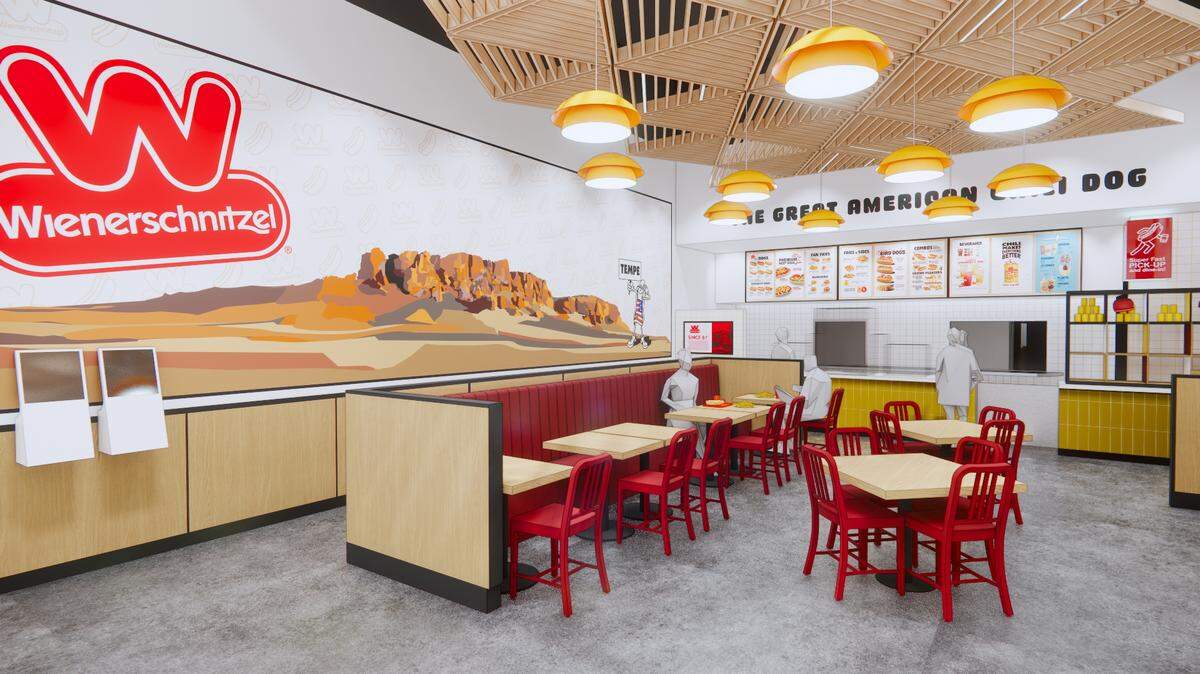 This rendering shows plans for what the Wienerschnitzel restaurant will look like in the Walmart on 31st Avenue Southeast in Puyallup.