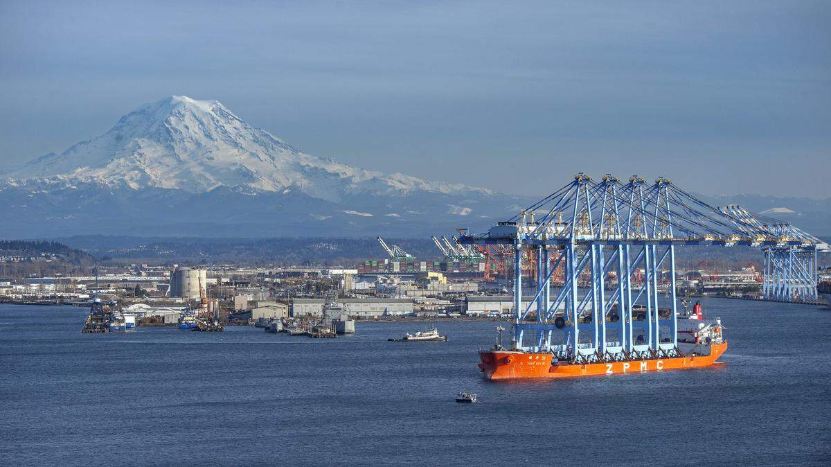 The largest cranes on the west coast arrive at the Port of Tacoma on Tuesday, March 5, 2019.