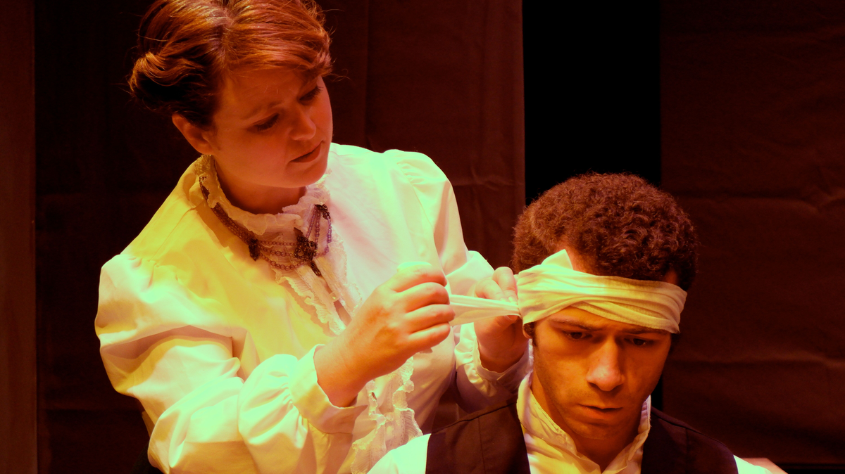 Angela Parisotto as Irina Nikolayevna and Joel Thomas as Konstantin in “The Seagull.”