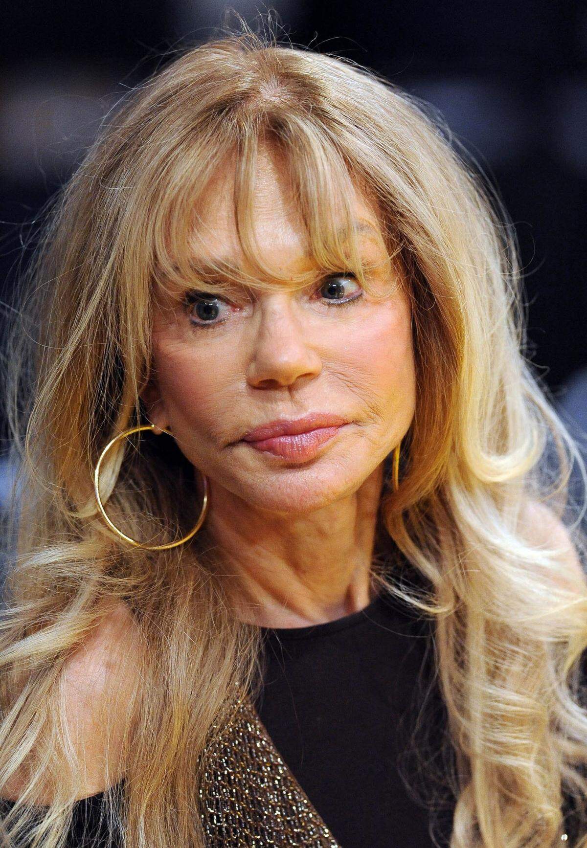 March 23, 2012; Los Angeles, CA, USA;   Movie actress Dyan Cannon watches the game between the Los Angeles Lakers and the Portland Trail Blazers at the Staples Center. Lakers won 103-96. Mandatory Credit: Jayne Kamin-Oncea-USA TODAY Sports  