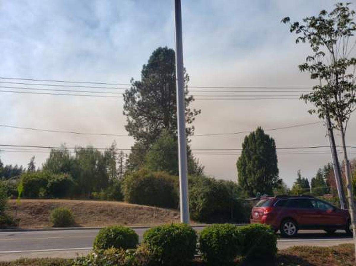 Upper-atmosphere smoke was seen rolling into Key Peninsula shortly after 4 p.m. on Wednesday.