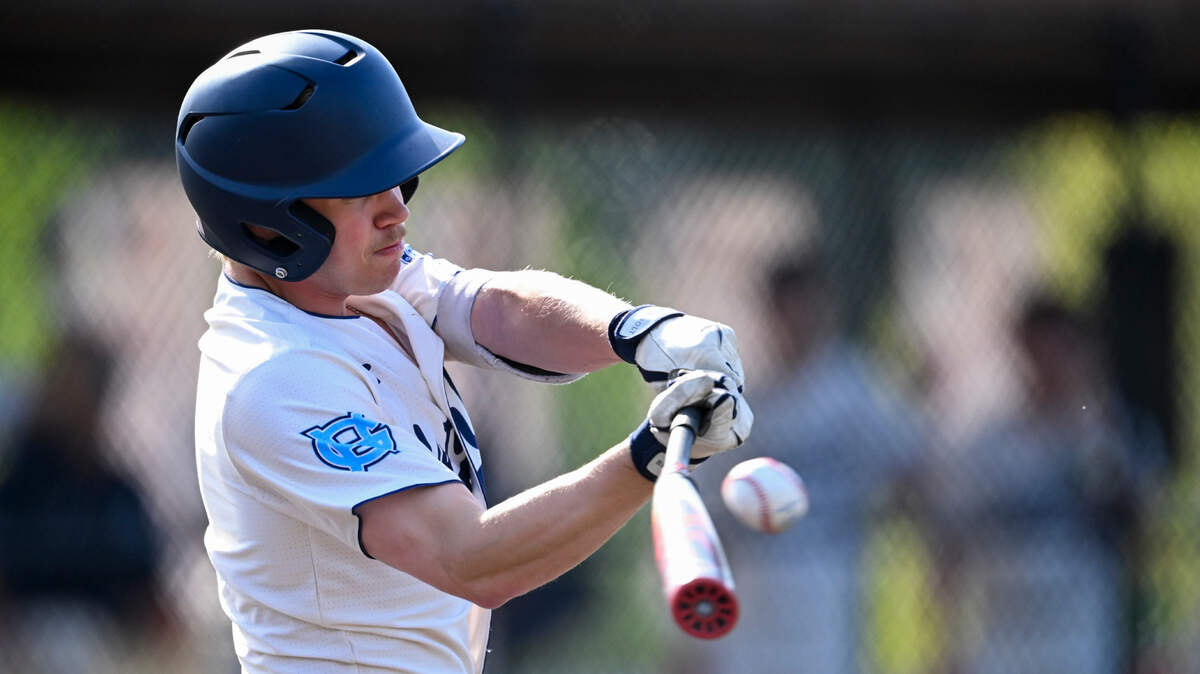 Gig Harbor’s Tanner Kelley (6) connects with the ball during the baseball game against Timberline at Sehmel Homestead Park, on Wednesday, April 30, 2025, in Gig Harbor.