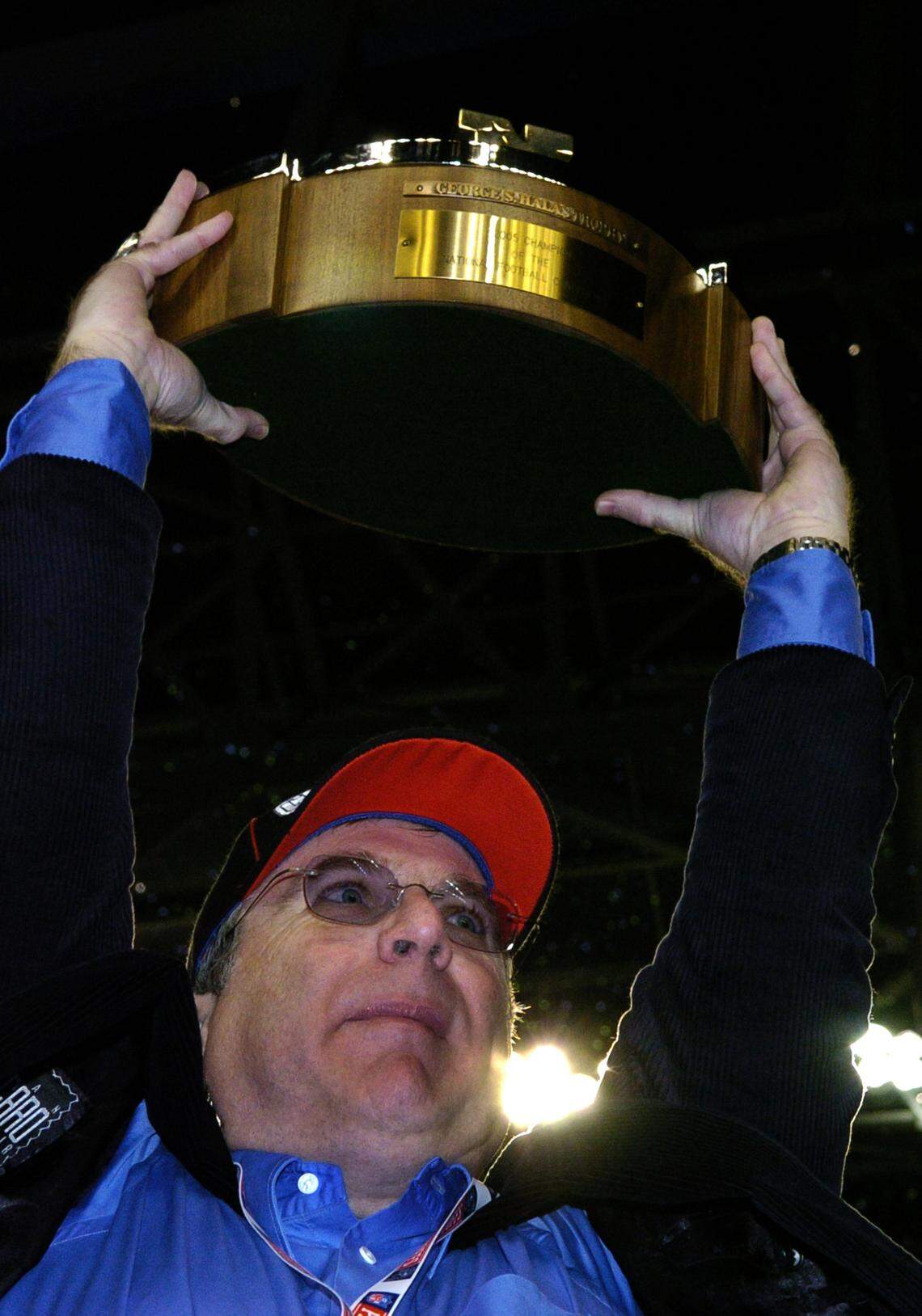 Seattle Seahawks chairman Paul G. Allen celebrates a victroy over the Carolina Panthers in the NFC Championship game January 22, 2006 in Seattle. (Photo by Al Messerschmidt/Getty Images)