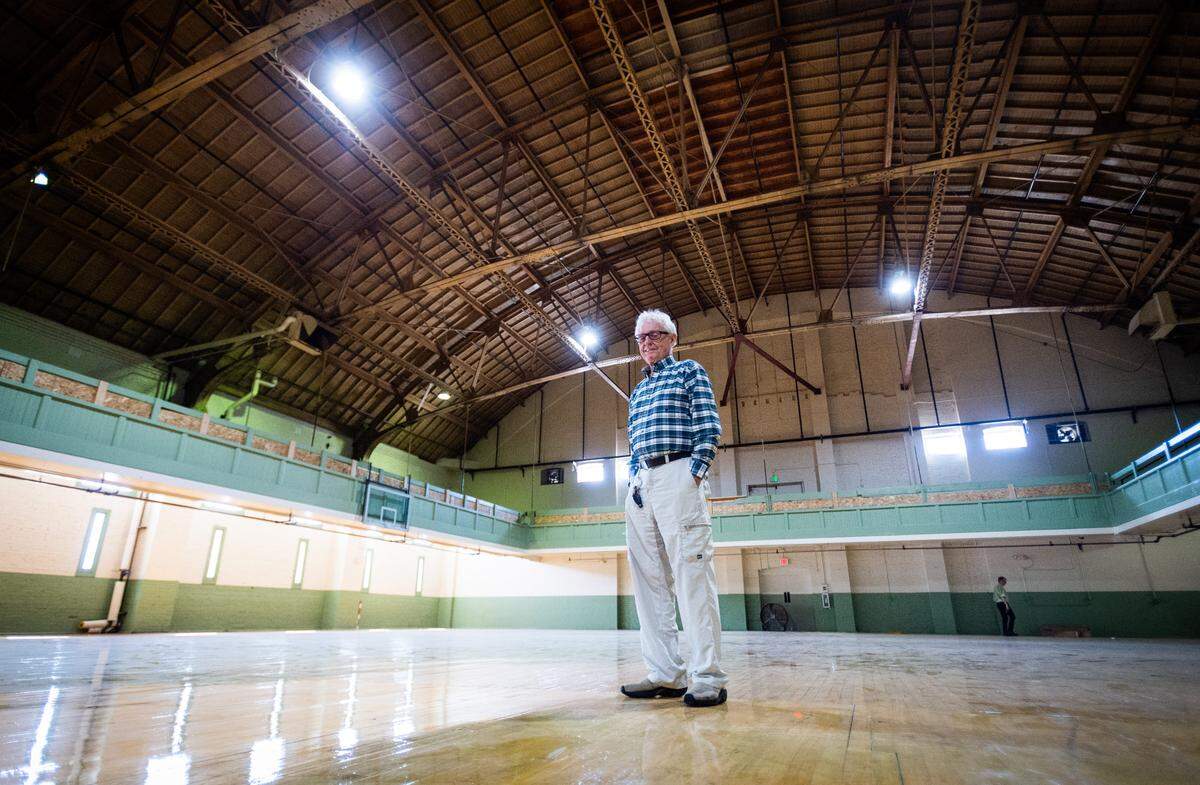 Fred Roberson in 2018, seen in the drill hall of the Tacoma Armory.