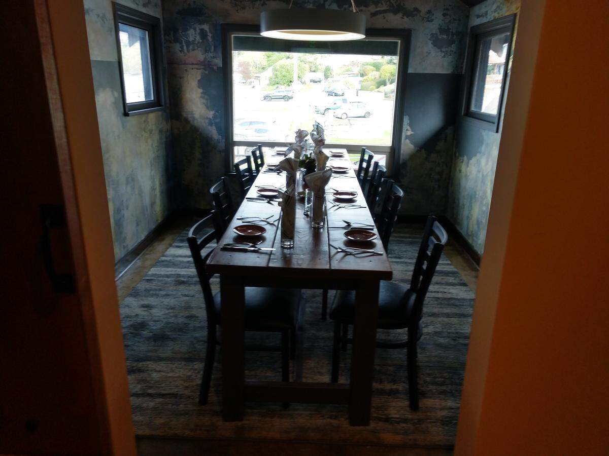 The upstairs dining room at Gino’s at the Point on the Dash Point waterfront.