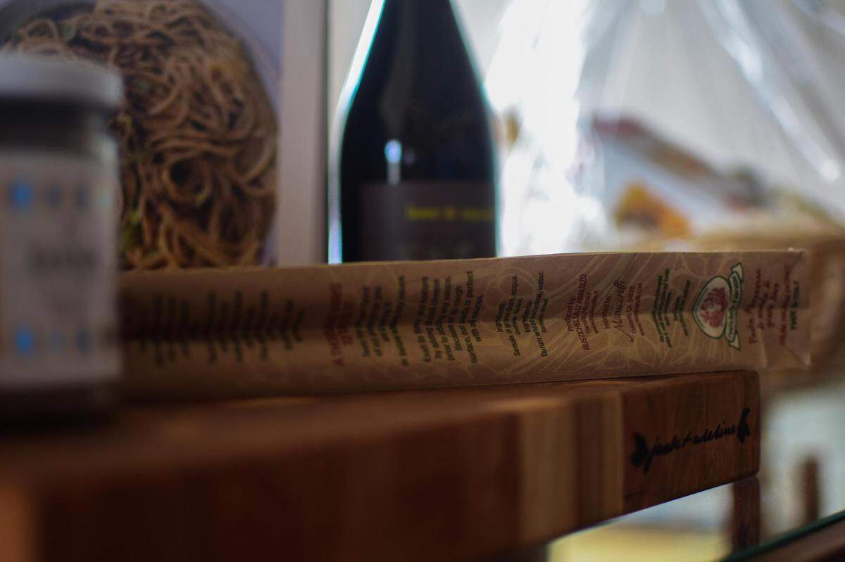 A board made by Paul Franetovich makes a great foundation for a culinary gift basket from The Mill by Jack + Adeline.