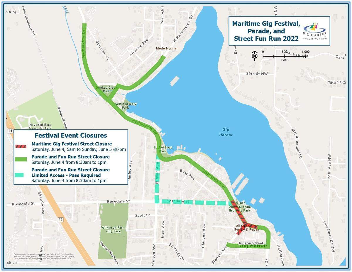 The following roads will be temporarily closed for the Maritime Gig Festival.