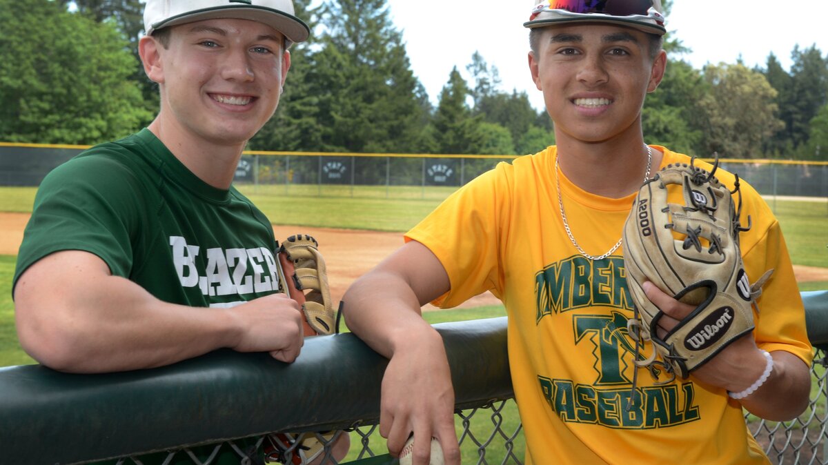 Timberline’s Daniel Furman (left) and and Colton Steepy are first-team all-league members and headed into the state playoffs with their Blazers’ teammates.