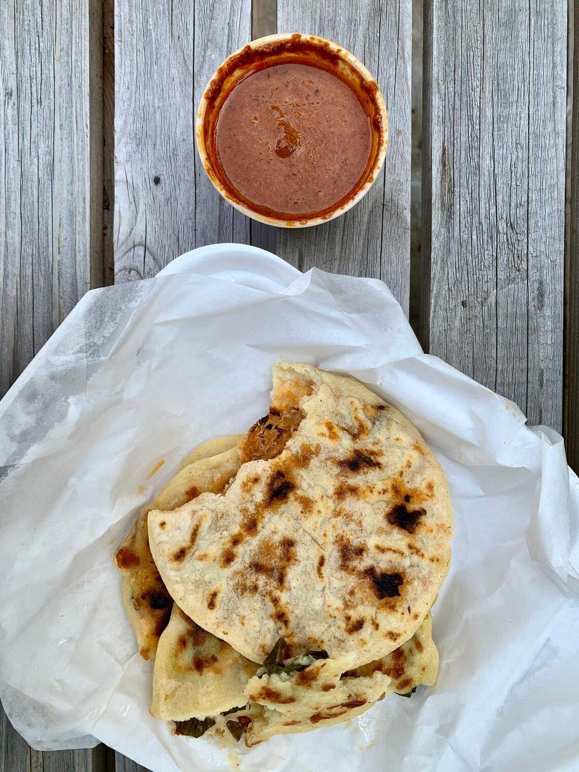 Made by hand in Lakewood and paired with a deep red, very spicy salsa, the pupusas at El Pulgarcito III exemplify El Salvador’s national dish.