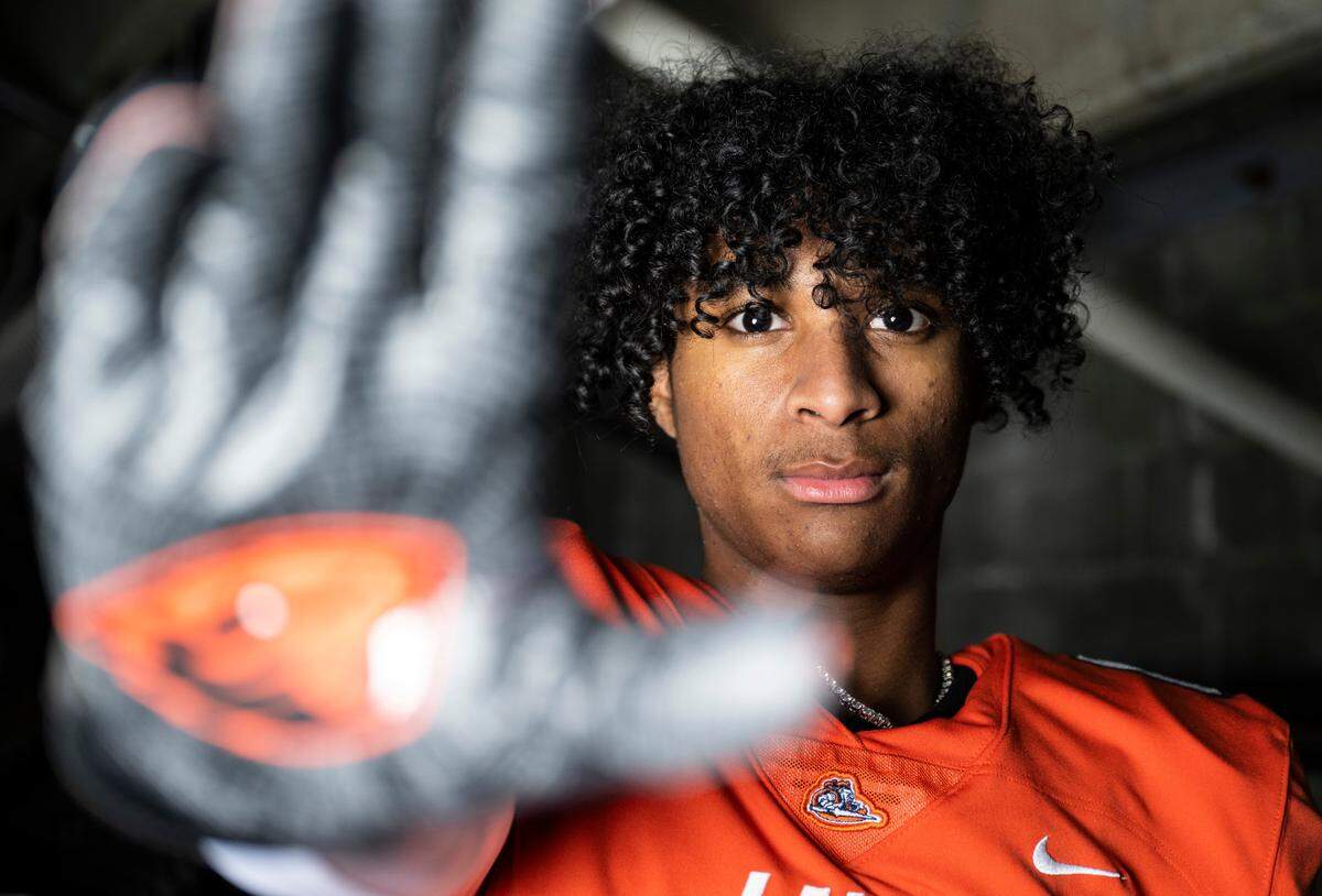 Lakes senior David Wells poses for a portrait after being selected as a defensive back for The News Tribune’s 2022 All-Area football team, at Mount Tahoma High School in Tacoma, Wash. on Dec. 4, 2022.