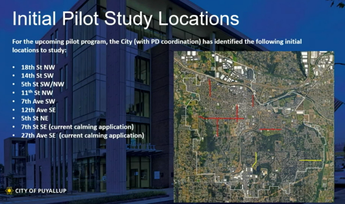 Initial study locations for the city’s pilot traffic calming program.