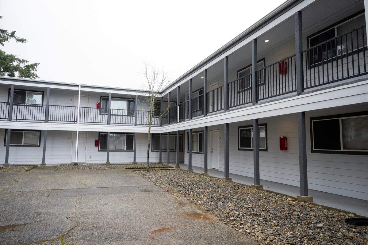 The Melody Apartments has been the source of many issues since a structural fire in 2020, and its remaining tenants continue to face issues, on Monday, March 24, 2025, in Lakewood, Wash.