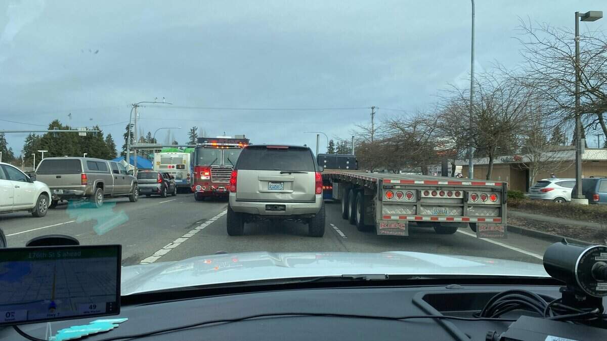 A multi-vehicle crash near Spanaway has blocked several lanes of traffic on Feb. 20, 2025.