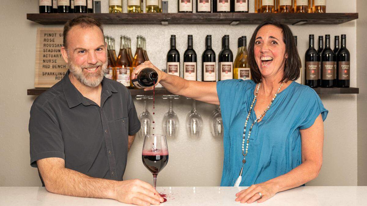 Jim and Andrea Dahlman are opening Dahlman Cellars’ first tasting room in Tacoma. The Washington state winery’s motto is “seriously great wine for less serious people.”