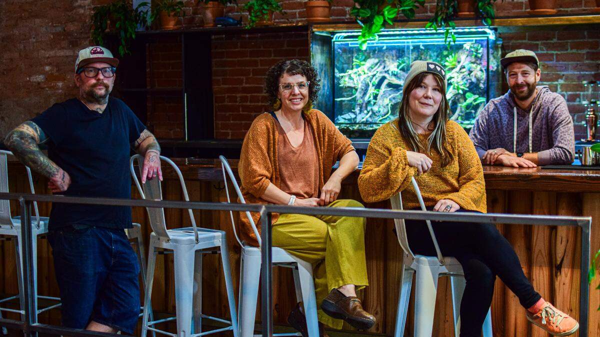 Jeffery (standing) and Maggie Hellis (sitting on right) join Will Eder (behind bar) and Jenah Garrett in opening Three Hearts, a daytime cafe with housemade pastries and breads at 1116 Martin Luther King Jr. Way in Tacoma’s Hilltop neighborhood.
