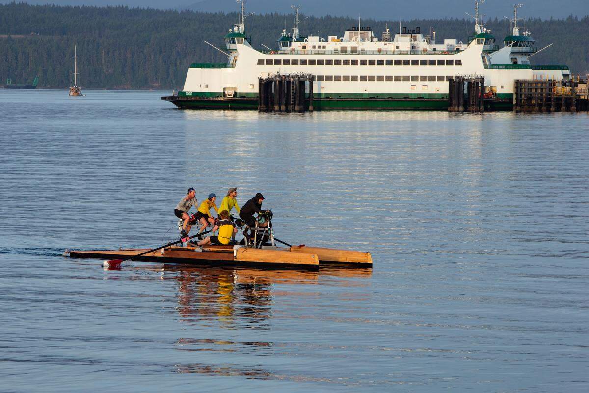 Team Boogie Barge finishing second in Port Townsend on Saturday morning.