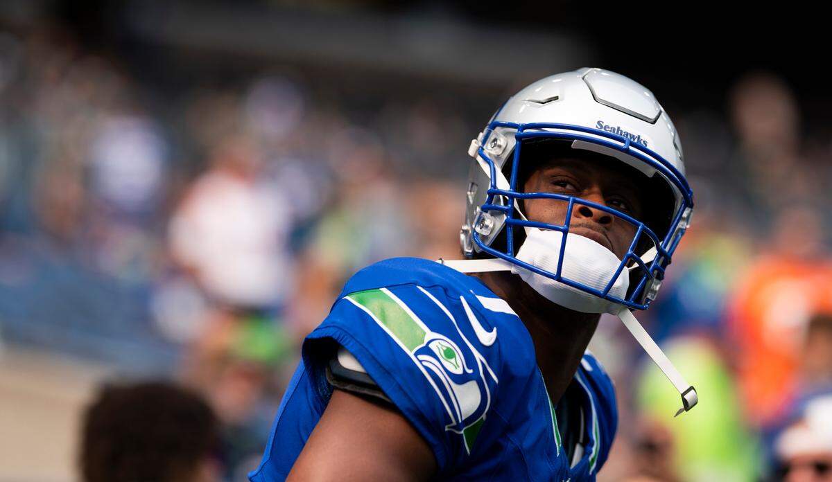 Seattle Seahawks quarterback Geno Smith (7) takes to the field before the game at Lumen Field, on Sunday, Sept. 8, 2024, in Seattle, Wash.