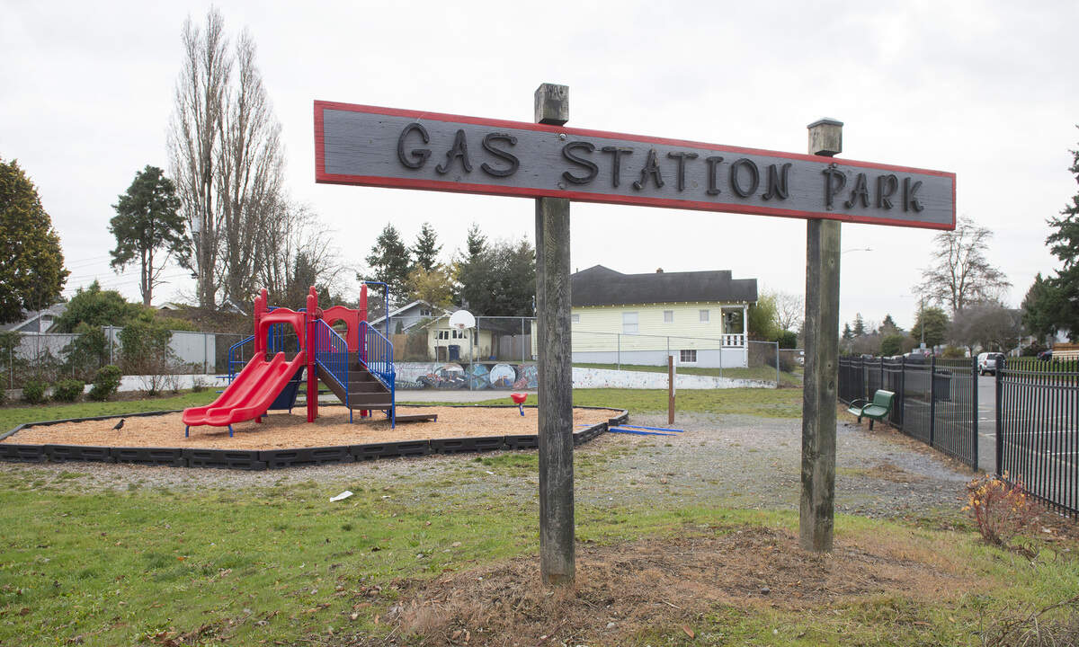 Gas Station Park - a tiny .2-acre lot at South 48th Street and Park Avenue in Tacoma - will be getting a facelift. The tiny .2-acre park, shown on Tuesday, Nov. 26, 2019, will receive new playground equipment, a shelter, fencing, signage, a sports court and potentially a skating area as part of a $350,000 City of Tacoma improvement project.