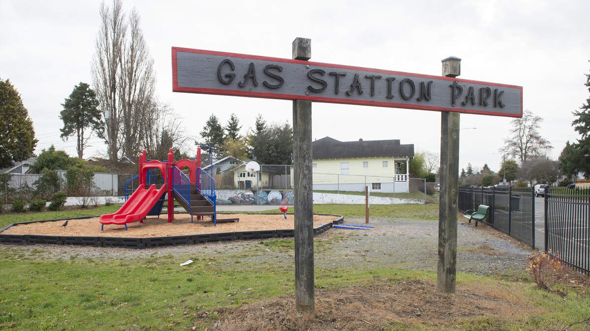 Gas Station Park is a tiny lot at South 48th Street and Park Avenue in Tacoma.