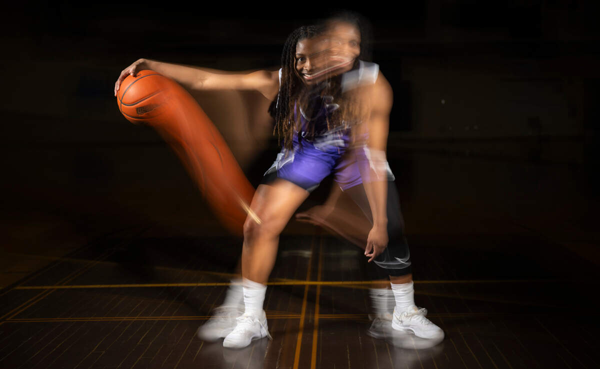 The News Tribune’s 2025 All-Area girls basketball first-team selection, North Thurston senior Soraya Ogaldez, poses for a portrait at Sumner High School, on Sunday, March 23, 2025, in Sumner.