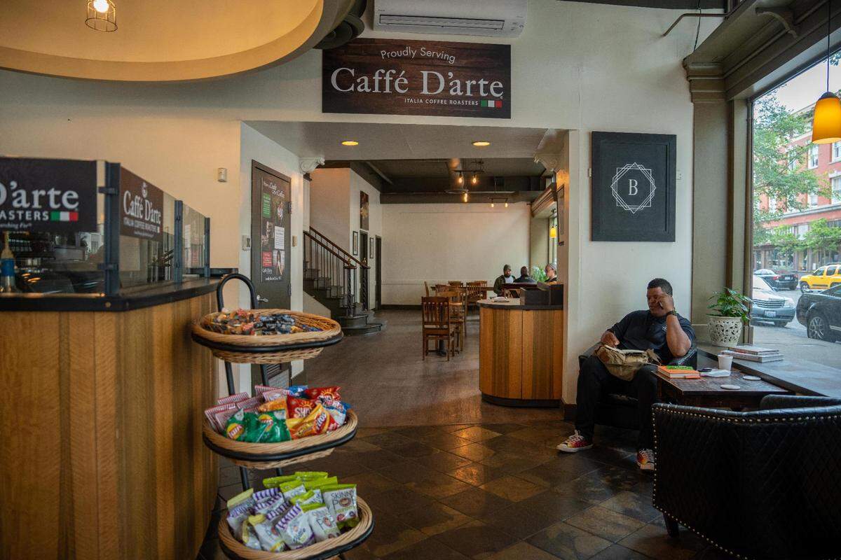 The airy cafe offers high ceilings and ample seating, from the triangle nook up front to the spaciousness of the back. Note the staircase that leads to St. Helens Avenue, but enter at 764 Broadway.