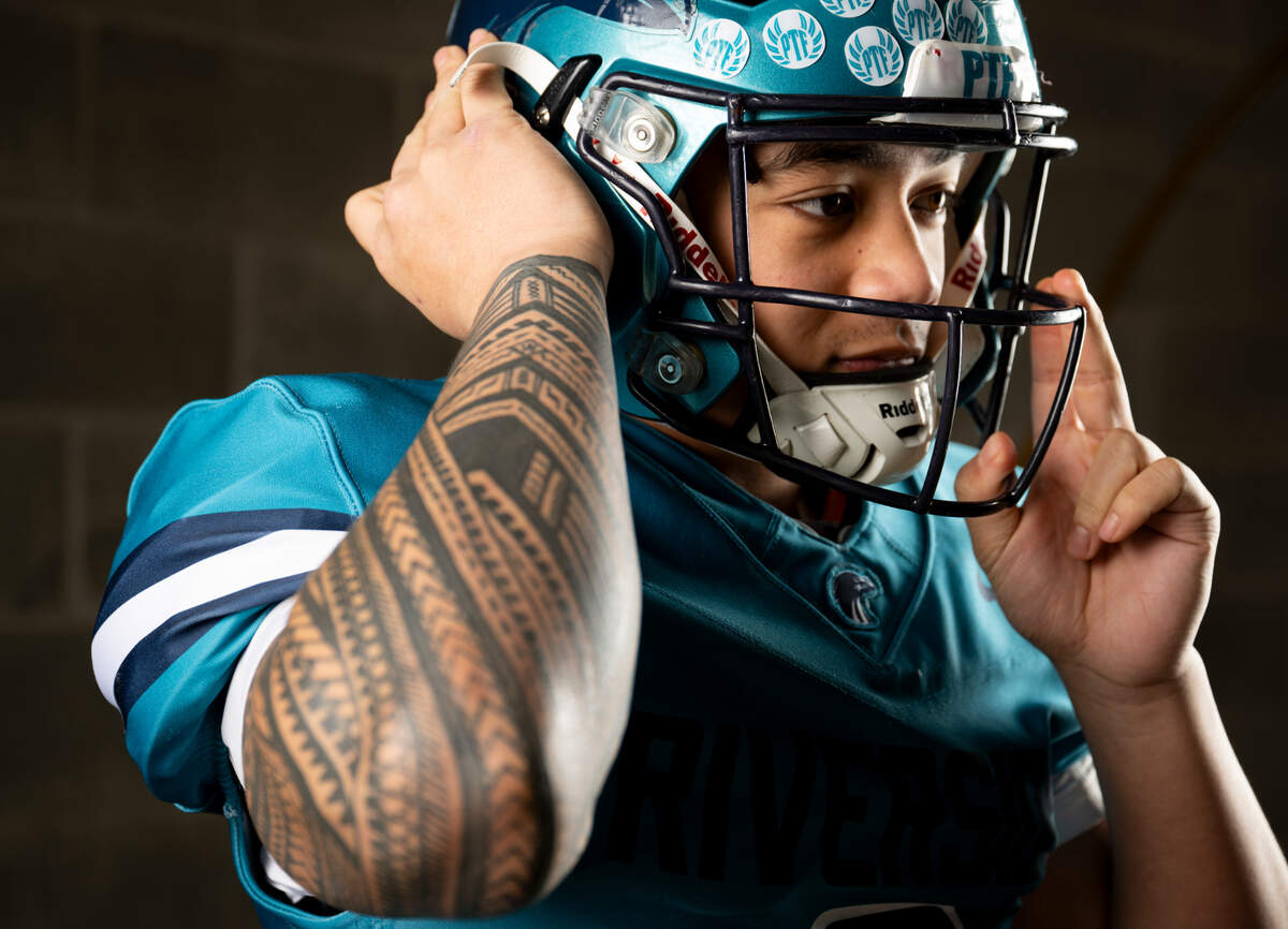 Auburn Riverside senior linebacker Thyrou Umi-Tuato’o poses for a portrait after being selected as first-team defense for The News Tribune’s 2023 All-Area football team at Mount Tahoma High School, on Sunday, Dec. 10, 2023, in Tacoma, Wash.