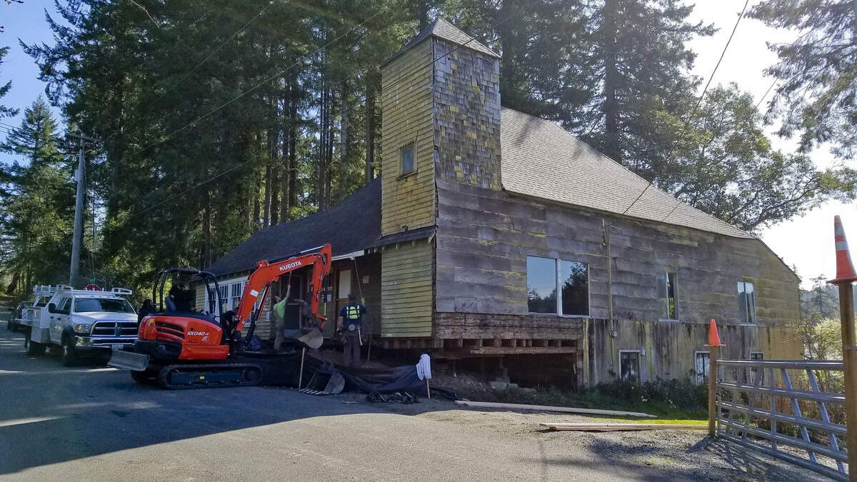 Excavation for new foundations in front of the Vaughn Library Hall.