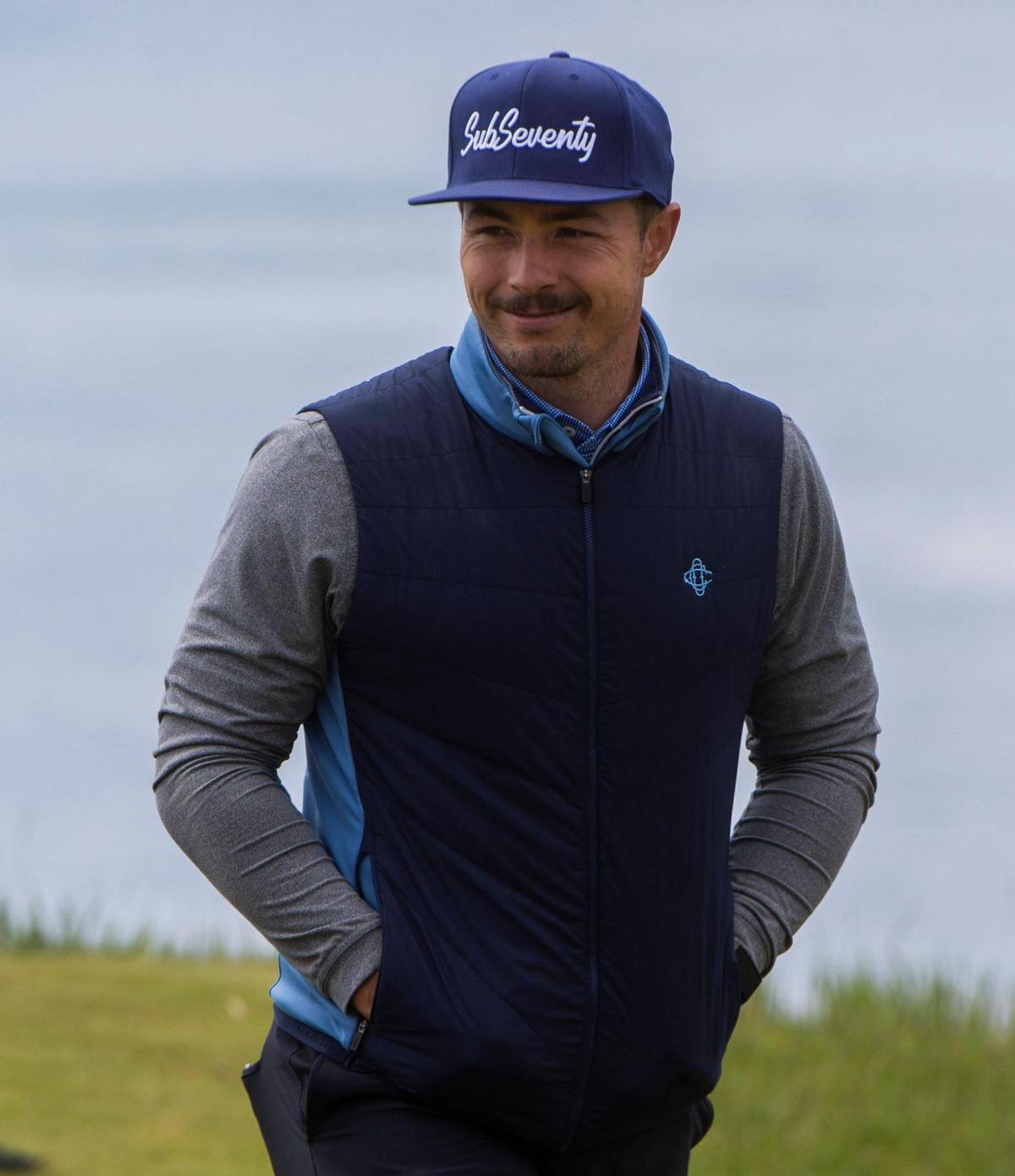 Danny Woodhead, a former running back for the New England Patriots, grins during a practice round at Chambers Bay Golf Course in University Place on Friday, May 21, 2021. Woodhead will be competing in the U.S. Amateur Four-Ball Championship.