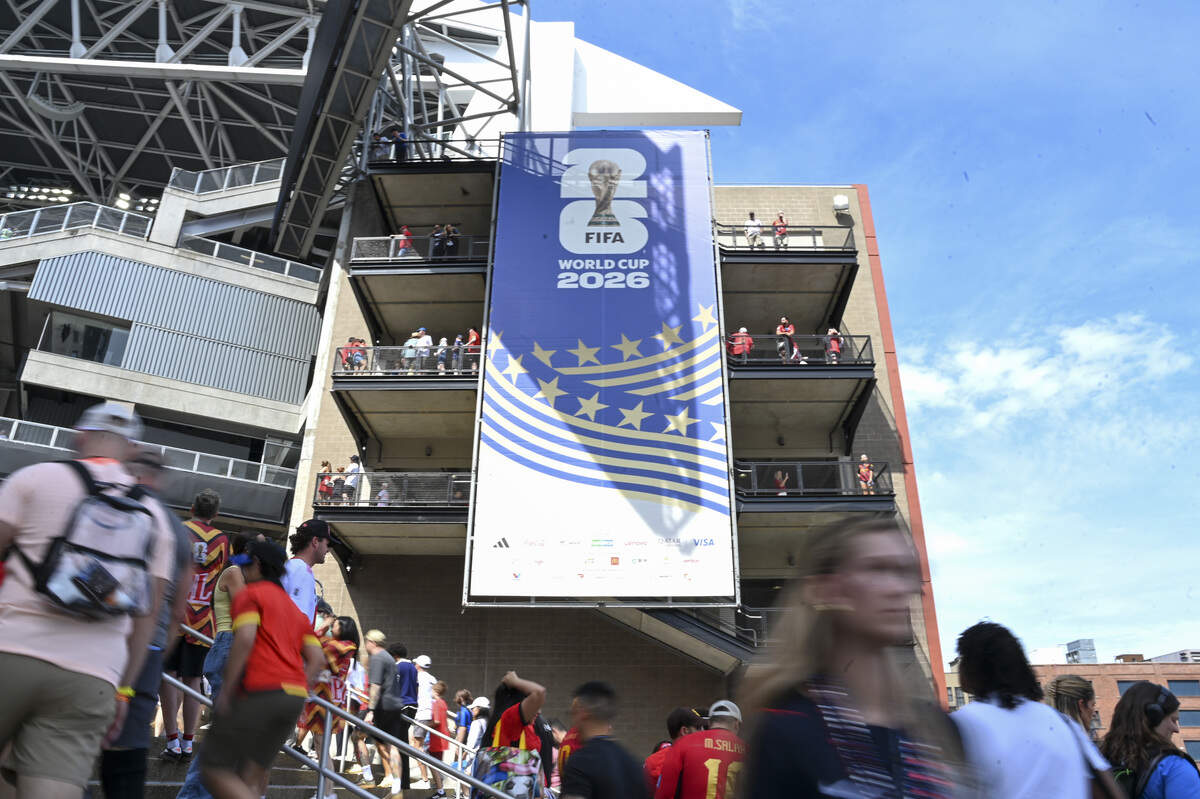 Fans make their way into Lumen Field, renamed “Seattle Stadium,” for Seattle’s opening World Cup match against Belgium and Egypt on Monday, June 15, 2026, at in Seattle, Wash.