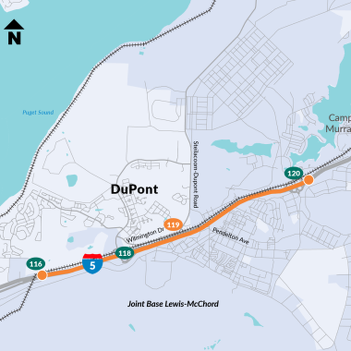 A section of Interstate 5 near Joint Base Lewis-McChord and DuPont will be closed during the night from Nov. 22 to Nov. 25 and Dec. 1 through Dec. 19, according to the state.