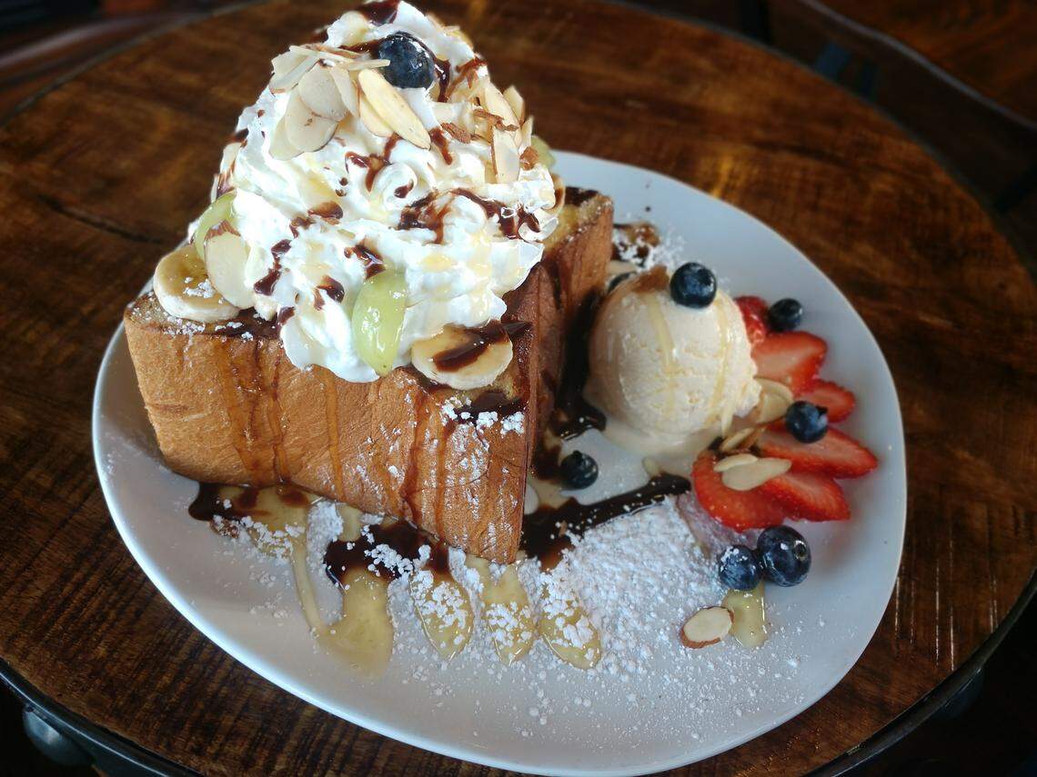Honey bread toast with ice cream and fresh fruit from T-Town Cafe in Lakewood.