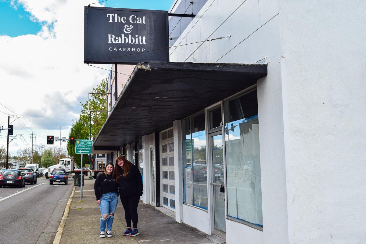 Cat & Rabbitt Cake Shop owners Terryn Abbitt (left) and Julia Brown are opening a new bakery with limited seating and coffee service at 111 E Steward Ave. in downtown Puyallup.