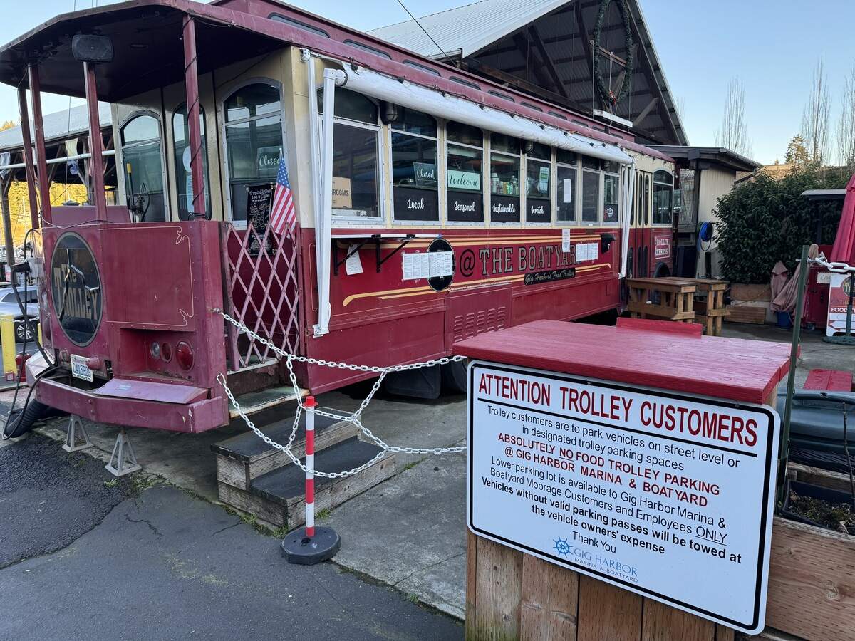 The Trolley at the Boatyard operates out of a converted red trolley at 3117 Harborview Dr. in Gig Harbor, Wash., pictured Sunday, Jan. 19, 2025.