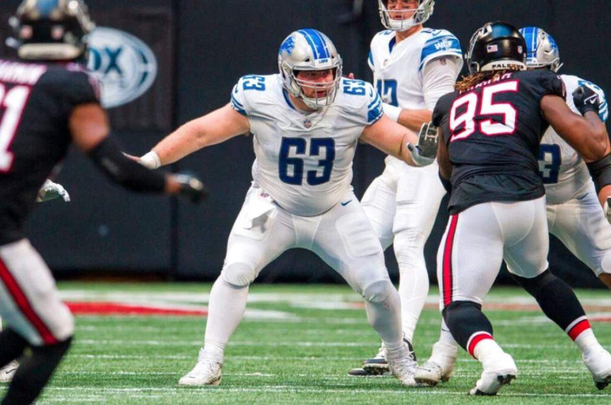 The Seahawks signed former Detroit Lions center and guard Evan Brown (63) to a one-year contract on March 16, 2023.