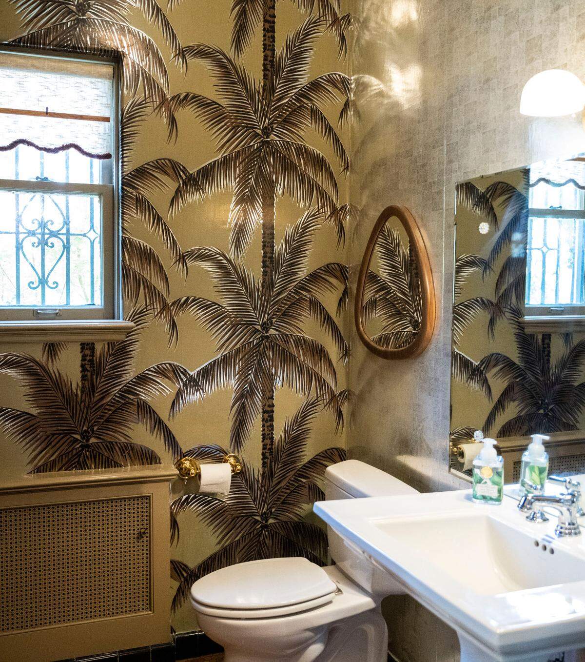 A bathroom on the first floor of Edwin Gregory’s former mansion on North Mason Avenue in Tacoma, Wash. on May 3, 2023.