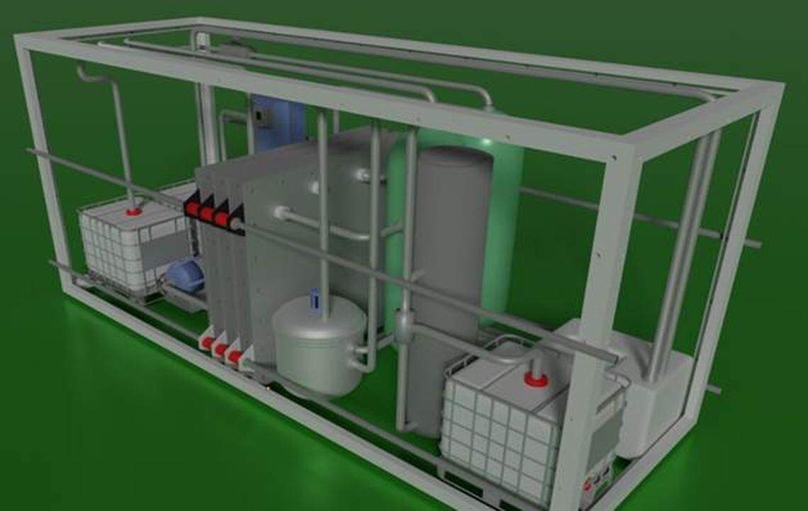 A cutaway view of the electro-fuel production unit.
