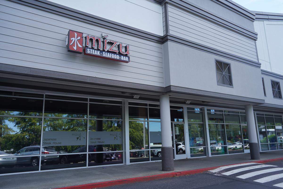 Mizu Steakhouse, pictured on Thursday, May 21, 2026, closed its location at 3116 Judson St. in Gig Harbor, Wash. in early May.