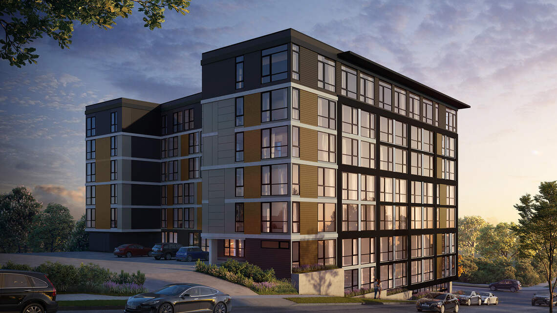 Eight-story apartment building under construction near UWT. Here are some details