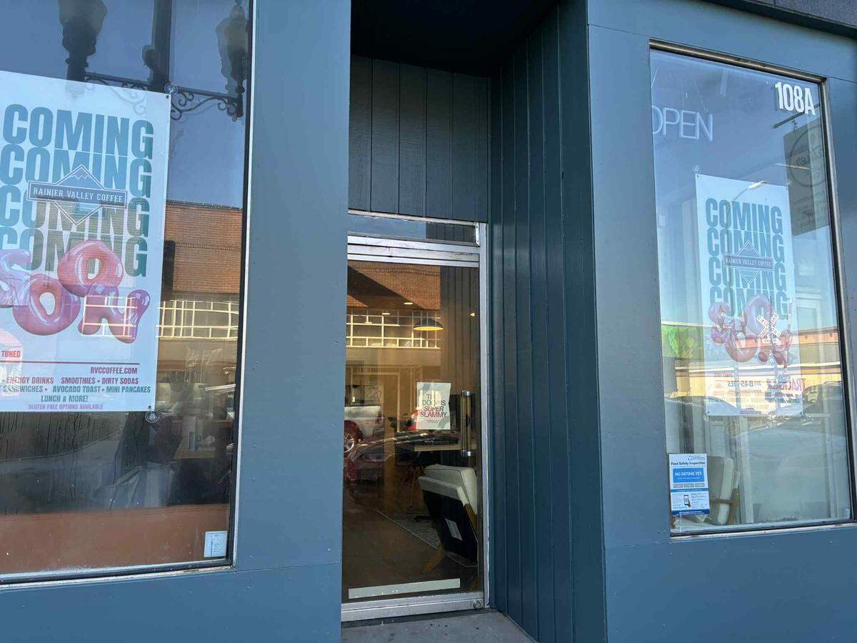 A picture of the future site of Rainier Valley Coffee Shop on Feb. 10, 2026. The shop will replace Gather Juice in between Caskcades and the old site of the Candle Bar at 108 N. Meridian in Puyallup. The store’s owner said in a Facebook comment that they’re eyeing a March opening date.