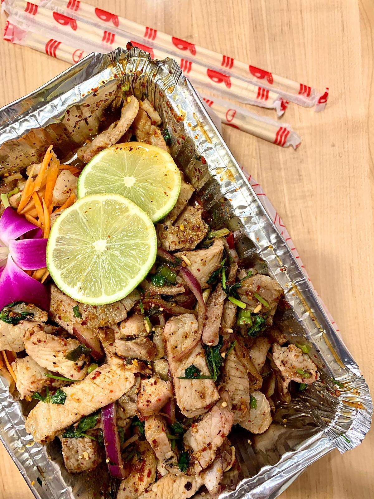 The Crying Tiger with pork from Loak Toung Thai.